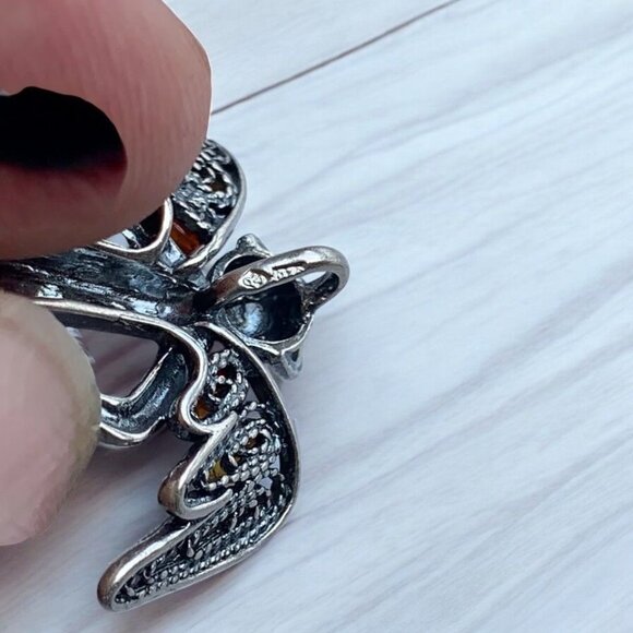 Sterling Silver Guardian Angel Pendant With Cognac Amber Detail Women's Jewelry - Picture 6 of 14